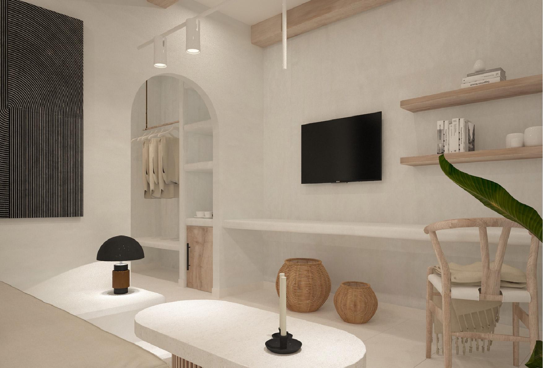 Aelia Luxury Suites Karterados  Luaran gambar A 3D rendering of a living room