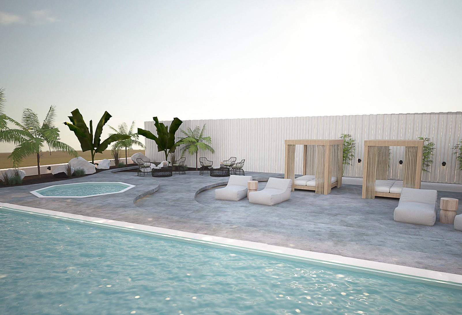 Aelia Luxury Suites Karterados  Luaran gambar 3D rendering of a pool
