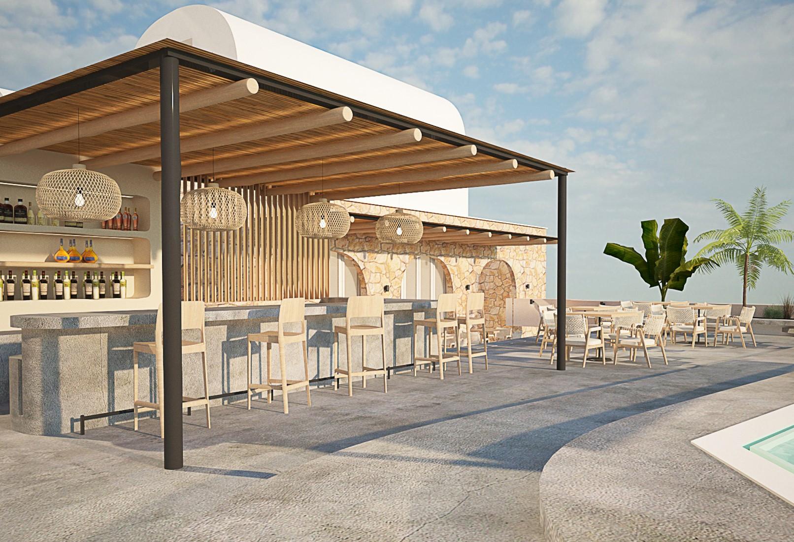 Aelia Luxury Suites Karterados  Luaran gambar 3D rendering of a pool bar